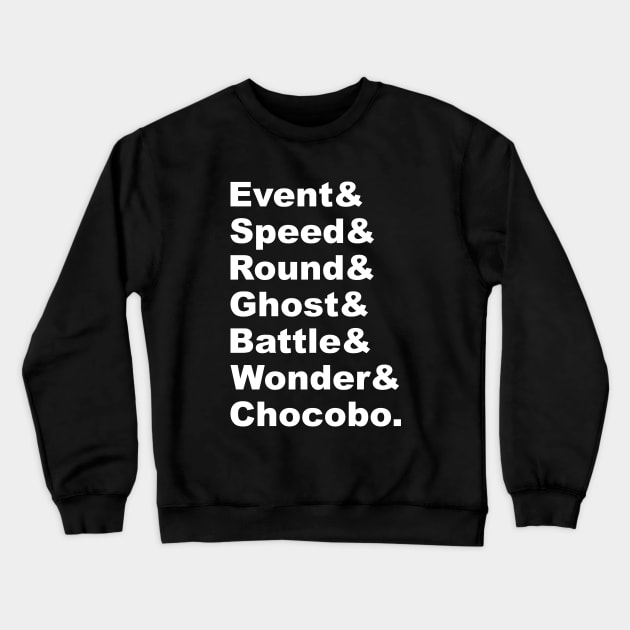 Gold Saucer Amusement Park Attractions Souvenir (White Text) Crewneck Sweatshirt by inotyler